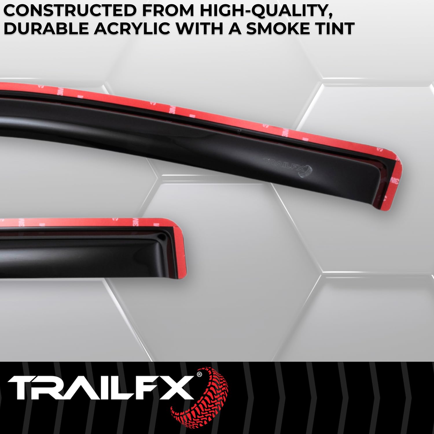 TrailFX Window Rainguards 2009-2018 Dodge Ram 1500 Fits Low Profile in-Channel Smoke Window Vents Acrylic Rainguards Snap-in Installation Set of 4 Covers TrailFX 4101IC