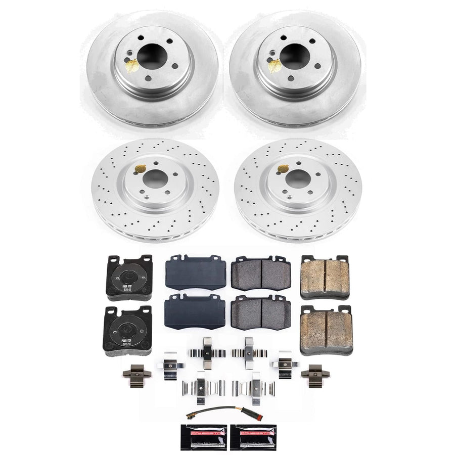 POWERSTOP Brake Kit For Mercedes-Benz SLK55 AMG Front and Rear Geomet Coated Brake Rotors and Brake Pads 2007-2010 [Vehicle Specific]