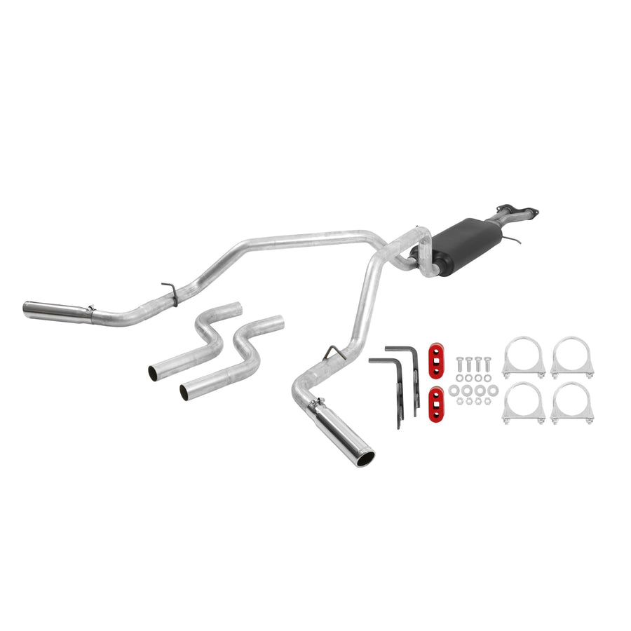 American Thunder Flowmaster 17468 Cat-Back Exhaust Kit Dual 2.5 Inch Aluminized Steel 3 Inch Stainless Steel Tips Compatible with 1996-1999 Chevy Silverado GMC Sierra 1500 5.7L Standard Cab Short Bed