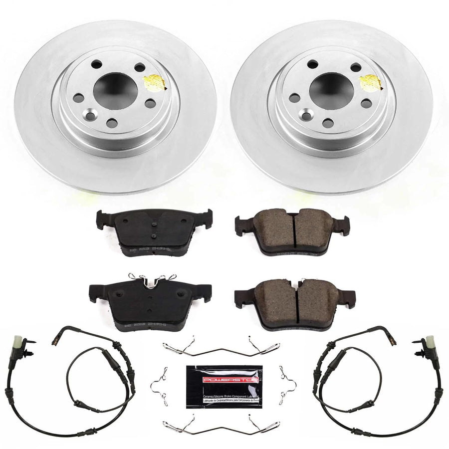 Coated Brake Rotor and Ceramic Brake Pads- Rear Power Stop CRK7995 For Land Rover Discovery Sport 2015-2017 [Model Specific]