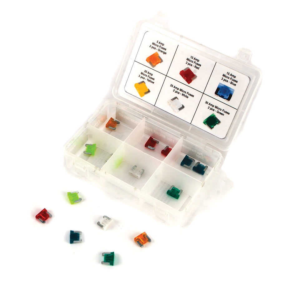 15-Piece Performance Tool W5376 Micro Fuse Assortment, Automotive Fuse Set With Wide Range of Amp Ratings (5A, 10A, 15A, 20A, 25A, and 30A)
