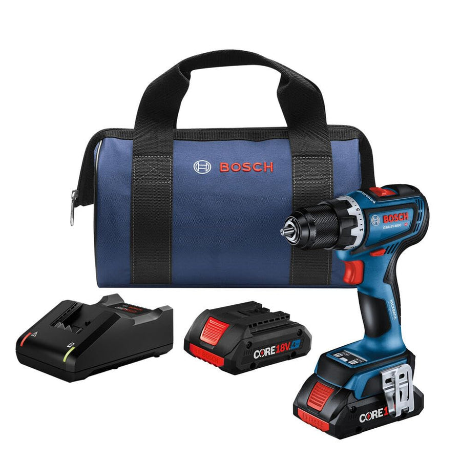 BOSCH 18V GSR18V-800CB24 Brushless Connected-Ready 1/2 In. Drill/Driver Kit with (2) CORE18V® 4 Ah Advanced Power Batteries