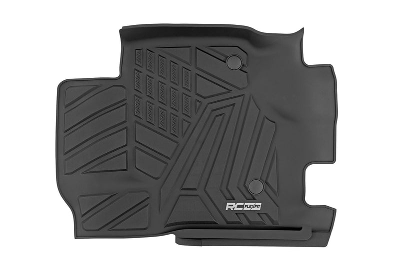 Flex-Fit Rough Country Front Floor Mats for Ford F-250/F-350 Super Duty (2017-2025) Crew Cab - Custom All-Weather Non-Slip TPE Liners w/Spill Saver Lip