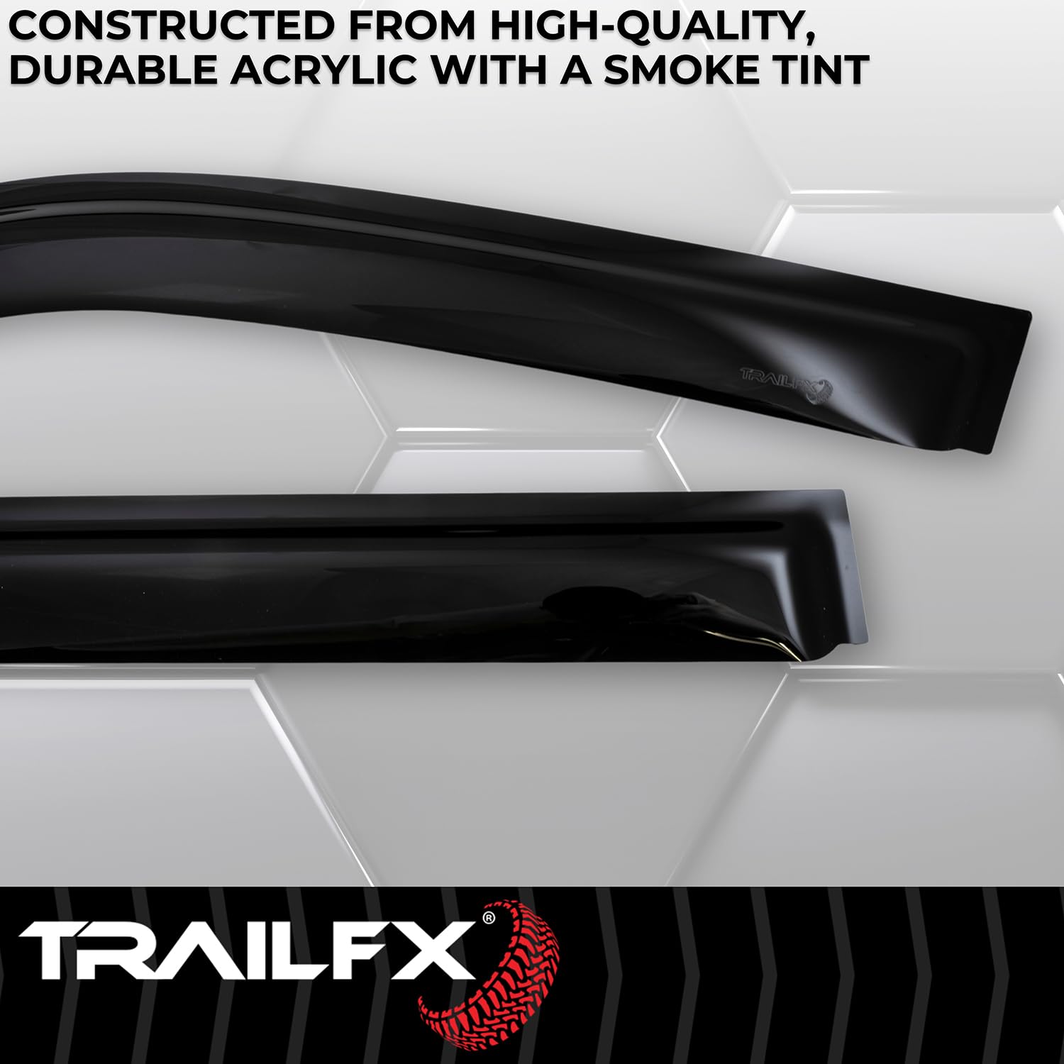 TrailFX Acrylic Rainguards Low Profile Fits 2022-2025 Toyota Tundra Crew Max Tape-On Smoke Window Vents Outside Channel Mount Set of 4 Rain Guards TrailFX 4888H