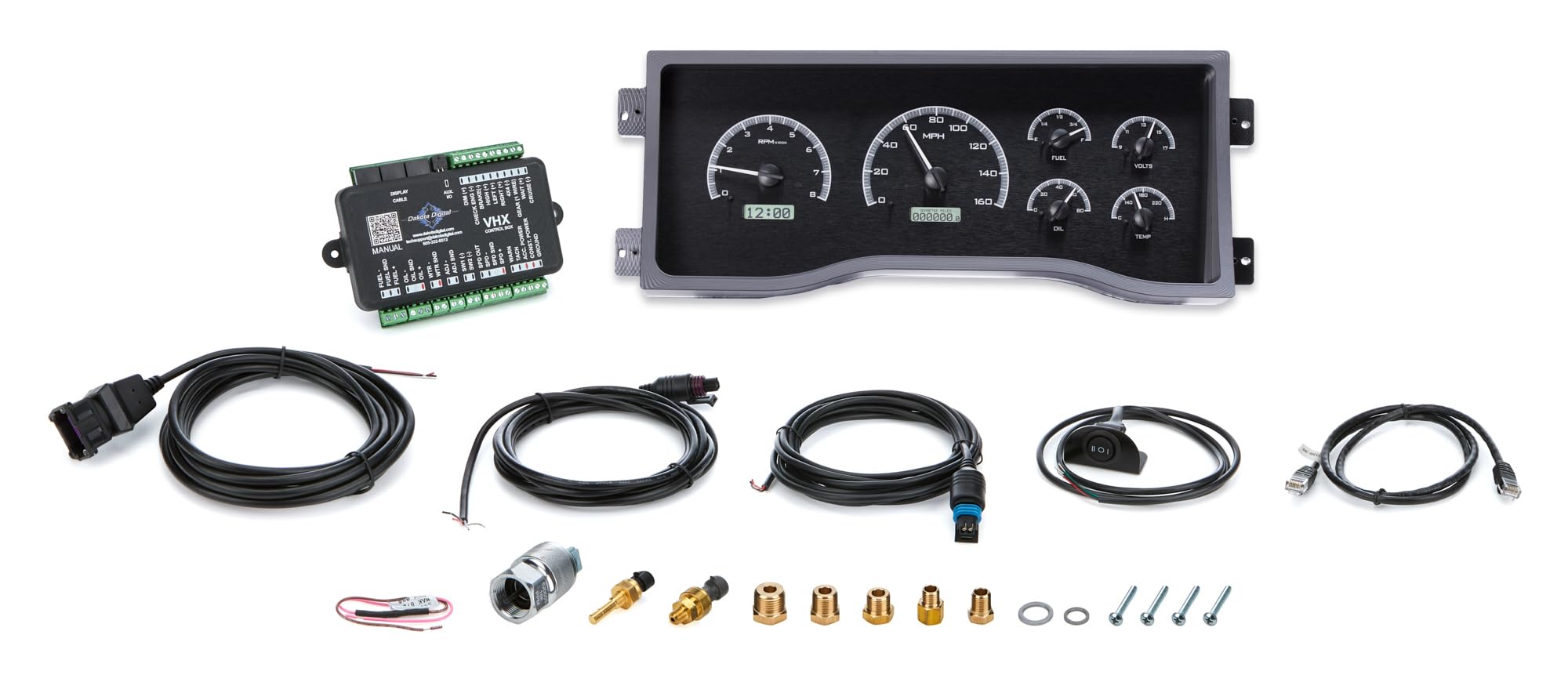 VHX System-Black Alloy Style Face Compatible with 1994-96 Chevy Caprice/Impala SS w/White Display