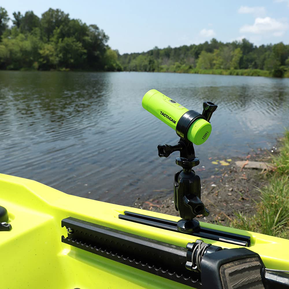 YakAttack Camera Mount Articulating | 5.5" Tall with ScrewBall Base | Compatible with GoPro & 1/4-20 | Low-Profile Adjustable Track Mount for Kayaks | Made in USA