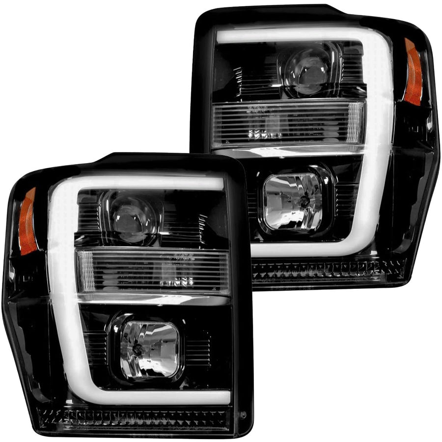 RECON - Premium Projector Headlights Fits 2008-2010 Super Duty (F250 F350 F450 F550) OLED Halos, DRL - Smoked Lens