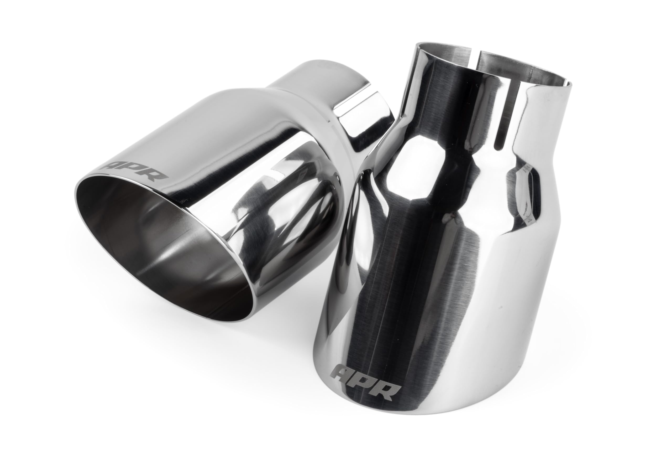 Single-Walled APR TPK0005 3.5 in. Slash-Cut Tips Polished Silver - Set of 2
