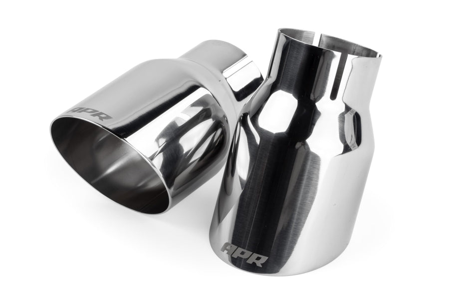 Single-Walled APR TPK0005 3.5 in. Slash-Cut Tips Polished Silver - Set of 2
