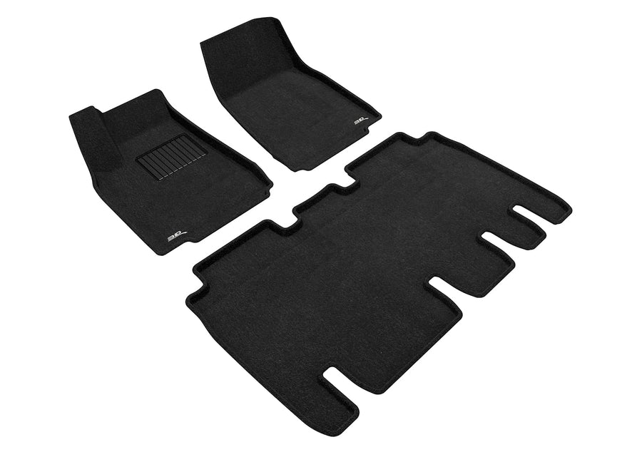 3D MAXpider Custom Fit All-Weather Carpeted Floor Mats for 2016-2021 Tesla Model X 5-SEAT Car Floor Liners Elegant Series (1ST & 2ND Row)