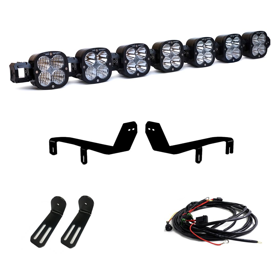 Baja Designs Linkable XL LED Sport Bumper Light Kit for Ford F-250/350 2017-19 Super Duty Truck - Includes Switch Wiring Harness (Multi-Pattern Clear Lens)