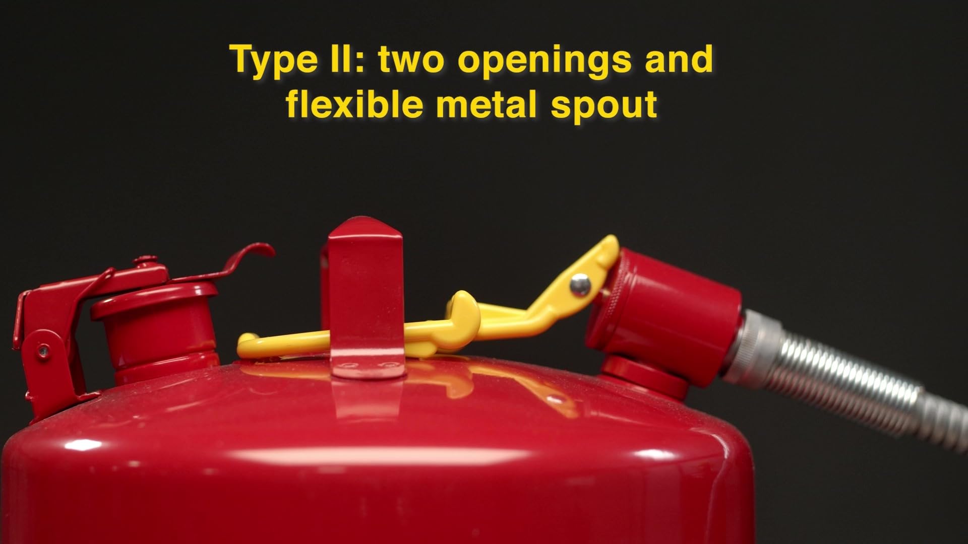 Eagle 5 Gallon Type II Yellow Diesel Safety Gas Can with Flame Arrester, Self-Closing Lid, and 12" x 7/8" Flexible Metal Hose, Made in the USA, Galvanized Steel Flammable Storage Can, U251SY