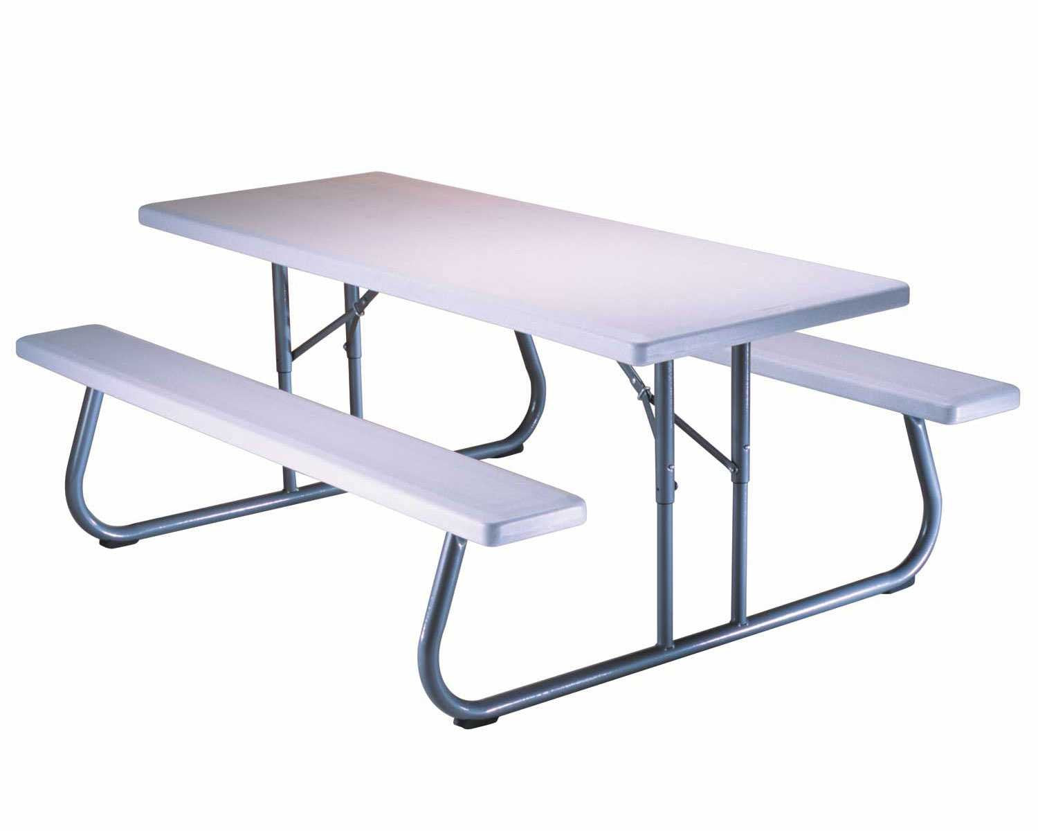 80215 LIFETIME Folding Picnic Table, 6 Feet, White Granite