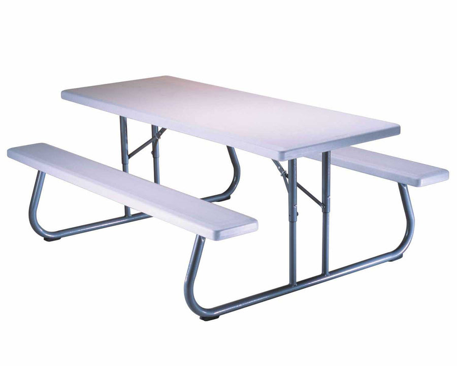 80215 LIFETIME Folding Picnic Table, 6 Feet, White Granite