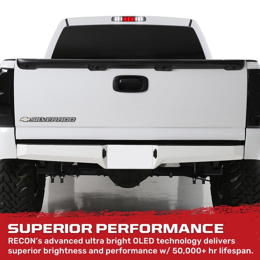 RECON - Smoked 3rd Brake Light Kit Fits 1999-2006 GMC Sierra & Chevy Silverado 1500/2500/3500 models Red & White LED Lights - Smoked Lens