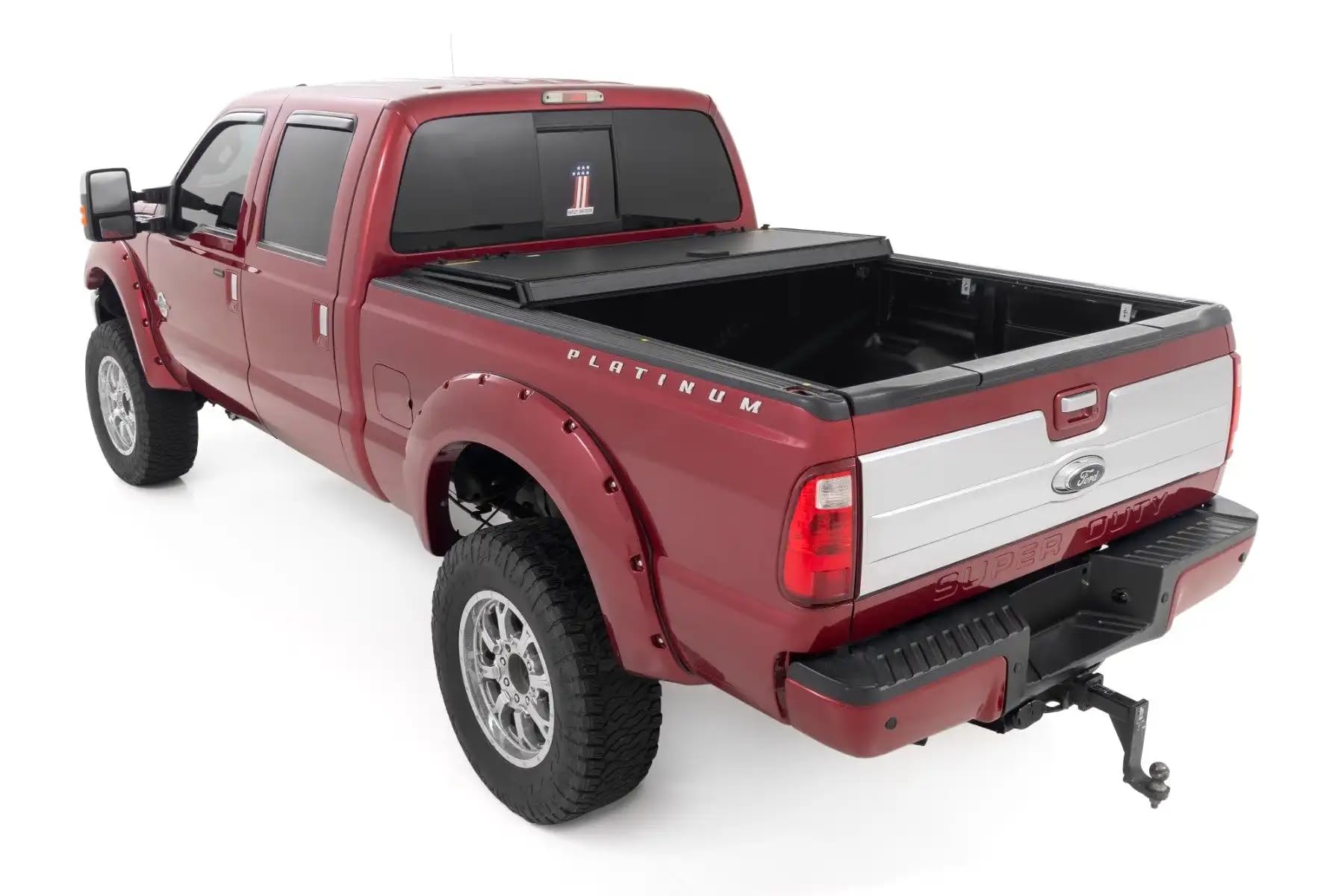 Rough Country Hard Tonneau Cover Tri-Fold for Ford F-250/F-350 Super Duty (1999-2016) - Aluminum Flip-Up Folding Bed Cover, Fits 6'10 (81.0-82.4") Bed