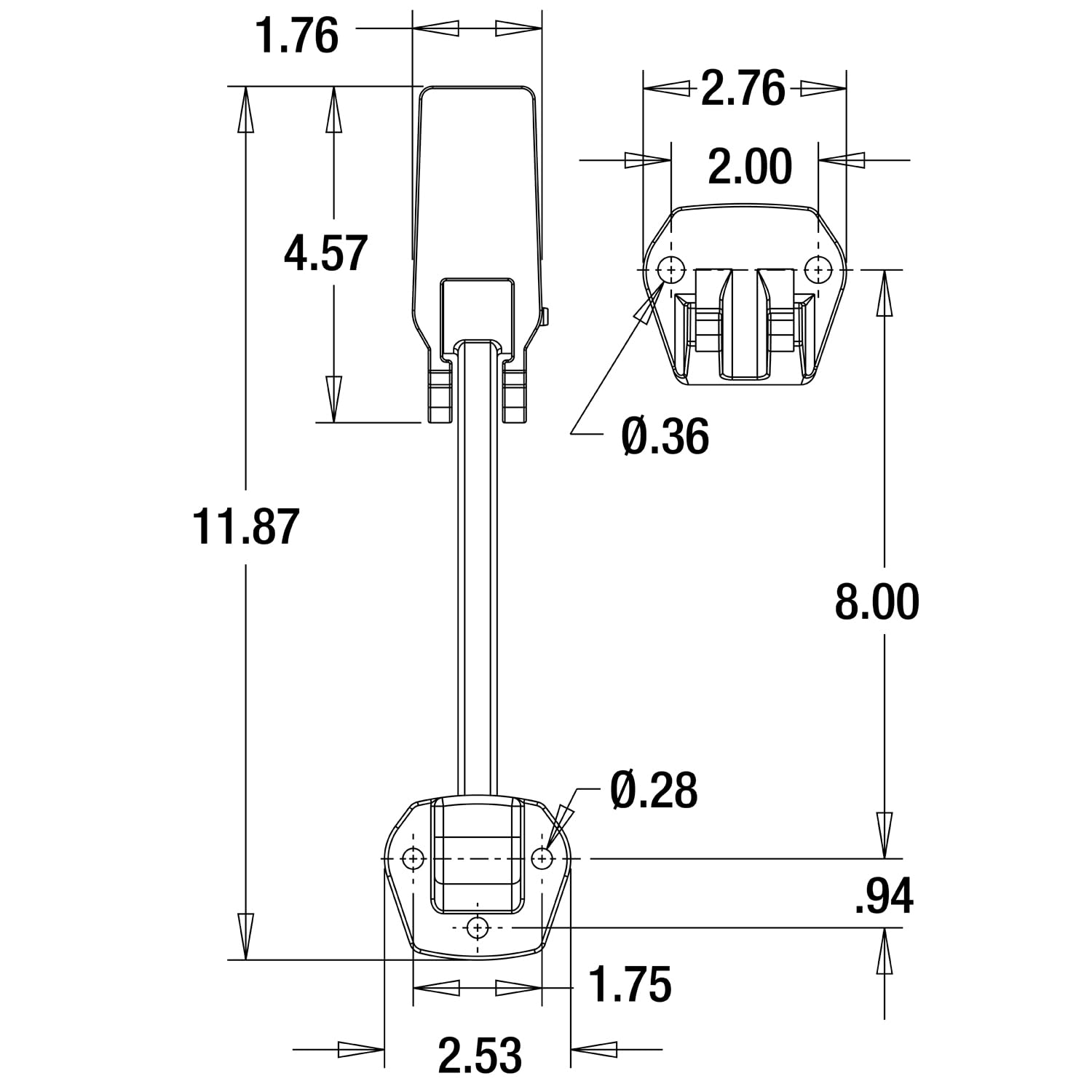 12 Inch Buyers Products WJ211 Rubber Polymer Hood Catch, Compares to Standard Navistar Hood Catch, Corrosion-Resistant, Latch for Truck Hoods, Black