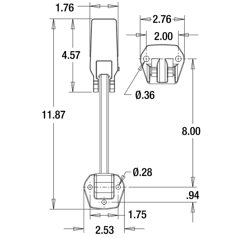 12 Inch Buyers Products WJ211 Rubber Polymer Hood Catch, Compares to Standard Navistar Hood Catch, Corrosion-Resistant, Latch for Truck Hoods, Black