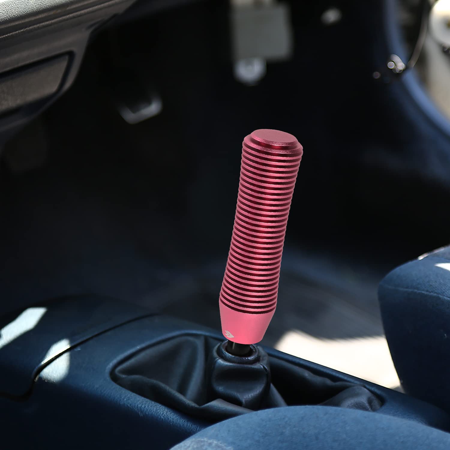 NRG Innovations Universal Aluminum SK-700PK Shift Knob with Thread Adapters, Heatsink Style Short Curvy Cylinder Lever,Pink