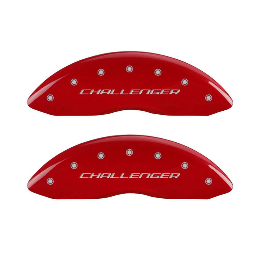 MGP Caliper Covers Block & Challenger Red 12005SCLBRD - Engraved Front & Rear44; Set of 4