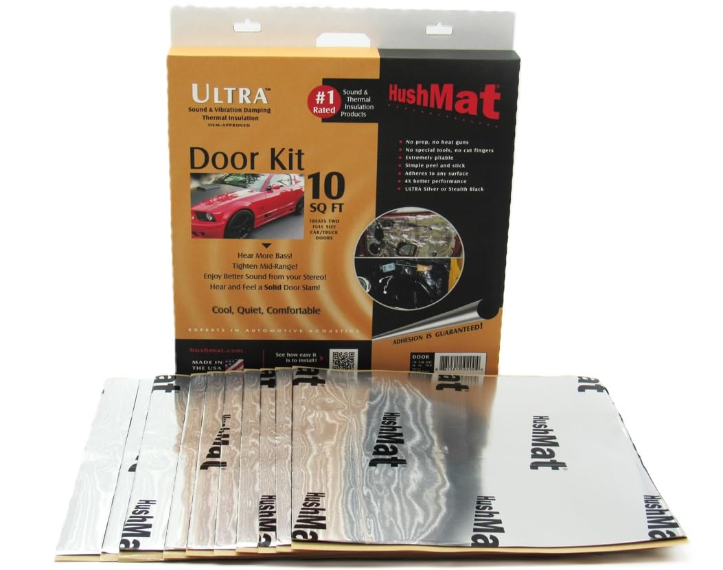 HushMat Door Kit 10201 - 10 Sheets of 12" x 12" Silver Ultra Sound Deadening & Thermal Insulation - 10 Sq. Ft.