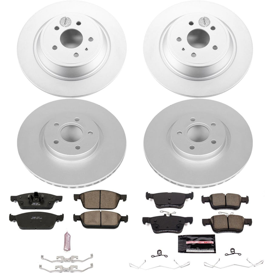 Coated Brake Rotor and Ceramic Brake Pads Power Stop CRK7570- Front & Rear For Ford Escape 2017 [Model Specific]