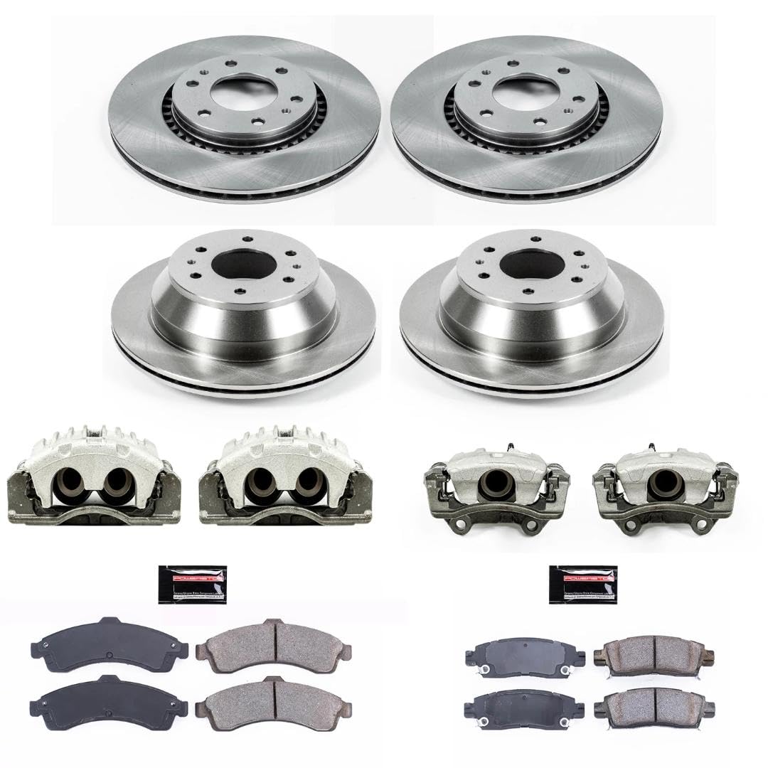 Power Stop Autospecialty KCOE2062A Front & Rear Caliper Brake Kit- Brake Rotors, Ceramic Brake Pads and Brake Calipers For Saab 9-7x 2005 [Model Specific]
