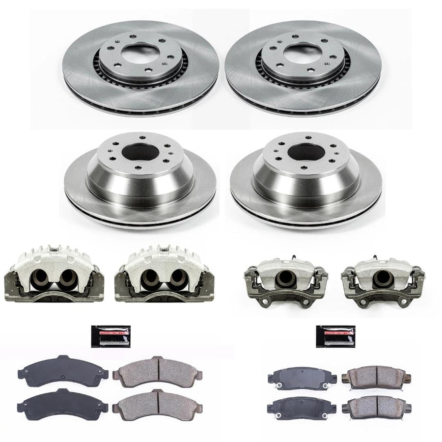 Power Stop Autospecialty KCOE2062A Front & Rear Caliper Brake Kit- Brake Rotors, Ceramic Brake Pads and Brake Calipers For Saab 9-7x 2005 [Model Specific]