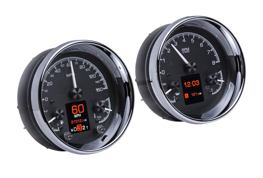 Dakota Digital Dual Universal 5.4" Round Analog Gauges Kit Black HDX-2014-K