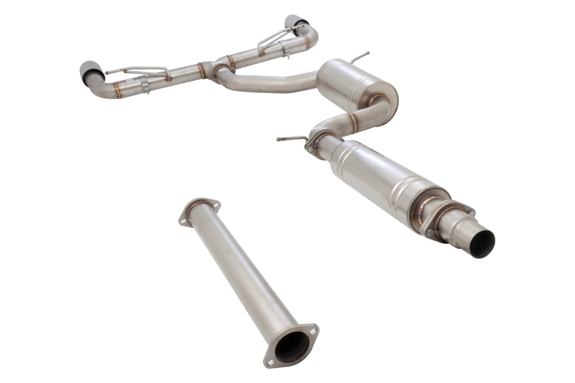 3" Cat-Back Exhaust System XFORCE for MK8 VW GTI; Brushed 304 Stainless Steel with Dual 4" Polished Tips
