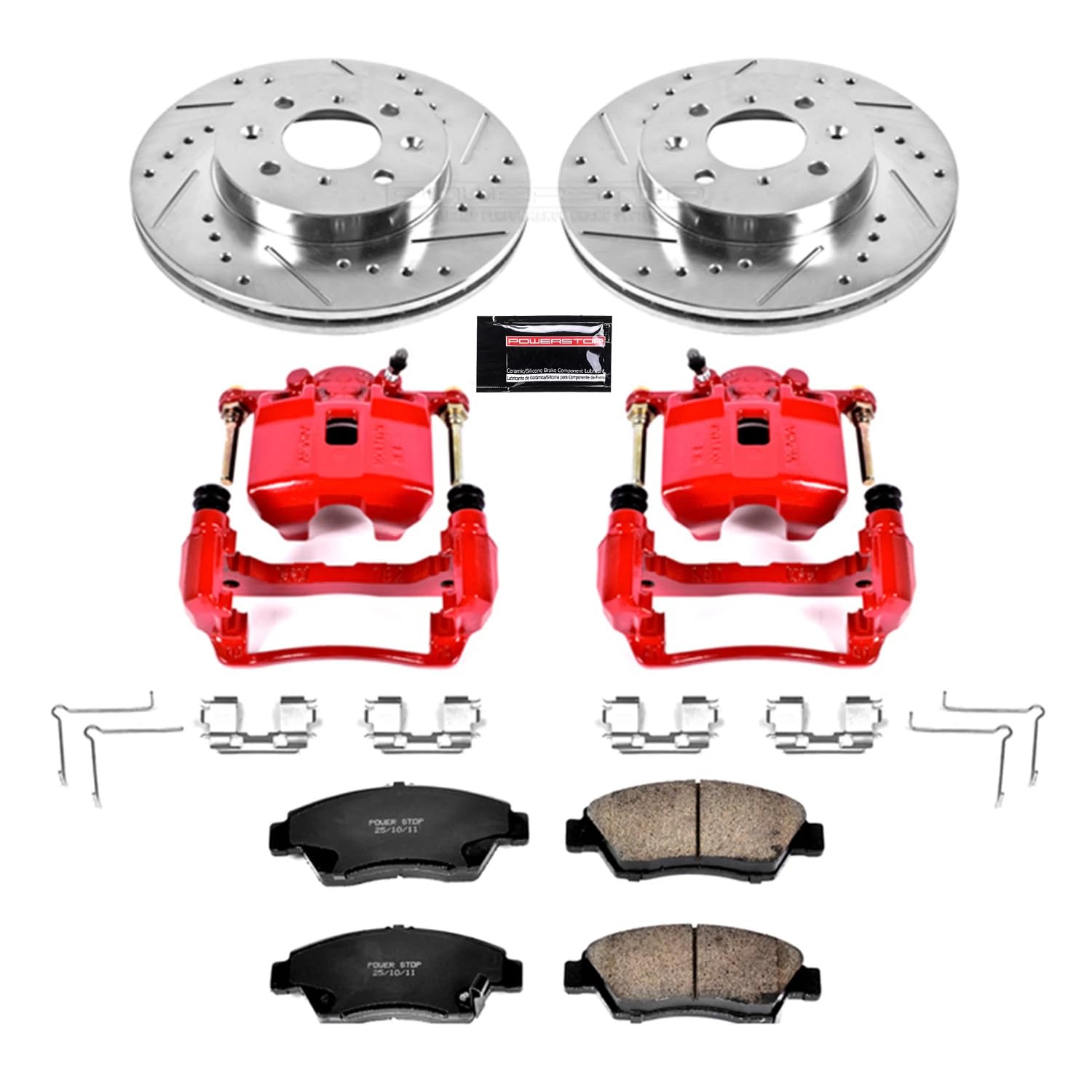 1-Click Performance Brake Kit Power Stop (KC5392) with Calipers For Acura TSX 2011-2014, Honda Accord 2011-2012 [Model Specific]
