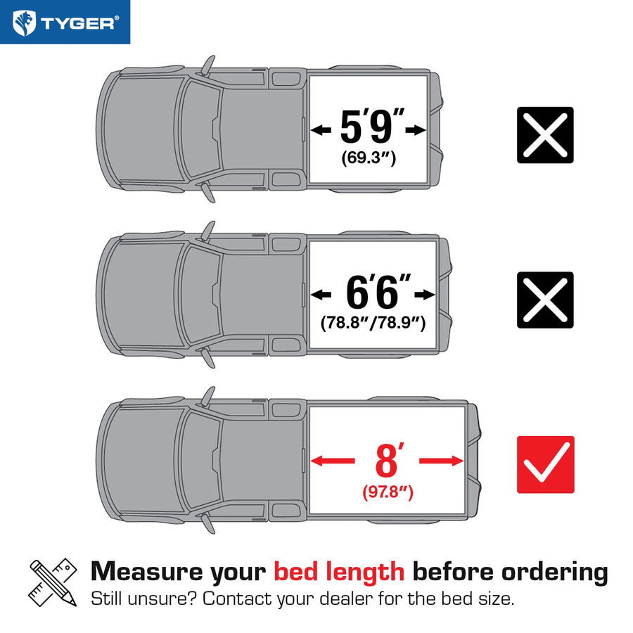 Tyger Auto T3 Soft Tri-Fold Tonneau Cover Truck Bed Compatible with 2014-2018 Chevy Silverado / GMC Sierra 1500; 2015-2019 2500 HD 3500 HD; 2019 LD/Limited Only | Fleetside 8' Bed (97") | TG-BC3C1038