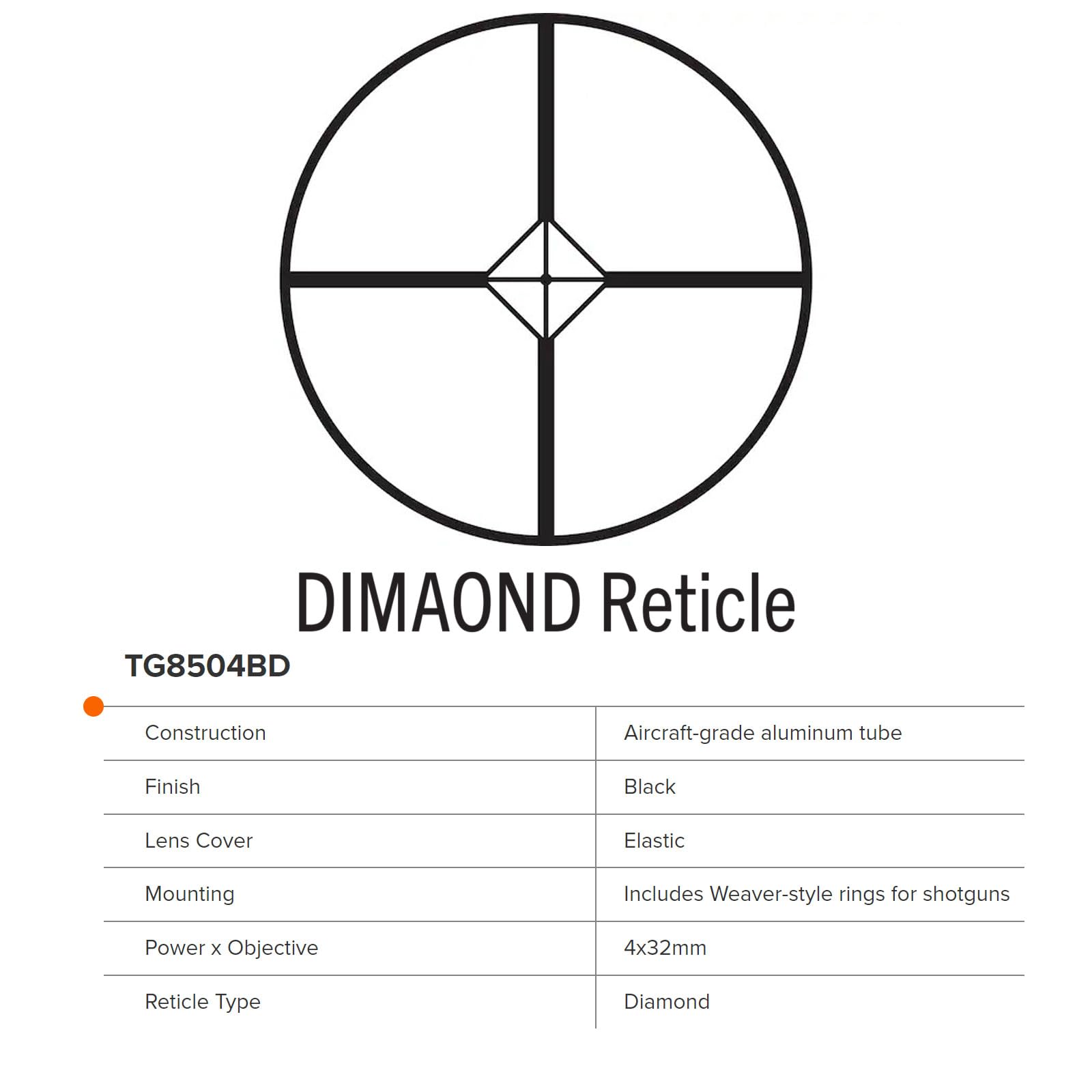 4x32mm TRUGLO Compact Rimfire and Shotgun Scope Series, Diamond Reticle, Black