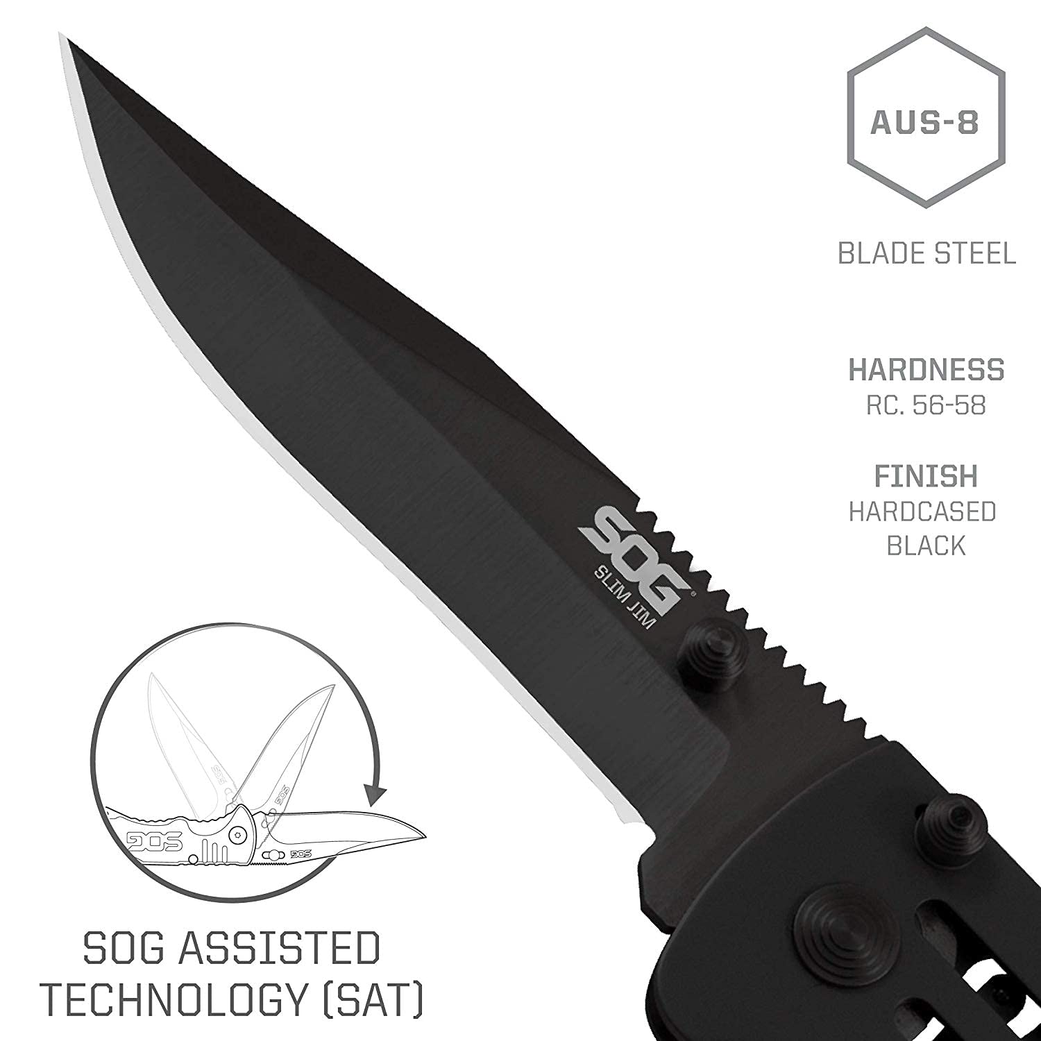 SOG SlimJim Folding Knife Pocket Slim Knife Black