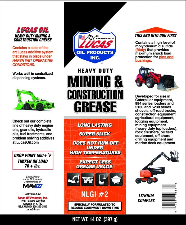 H/D Minng & Construction Grease Lucas Oil/30x1/14.0 OZ Cartridge