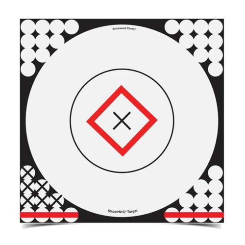 BIRCHWOOD CASEY 17.25" Shoot-N-C White & Black Open-Sight Reactive Target - Highly Visible Instant Feedback Self-Adhesive Shooting Target Stickers with Repair Paster - 5 Targets, 200 Pasters