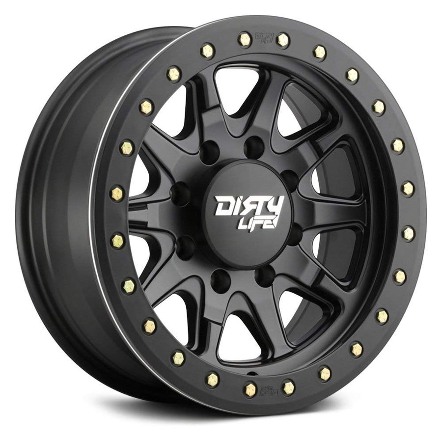 17x9 DT-2, Bolt Pattern: 5x5/, Offset: -12, MATTE BLACK W/SIMULATED RING, set of 1