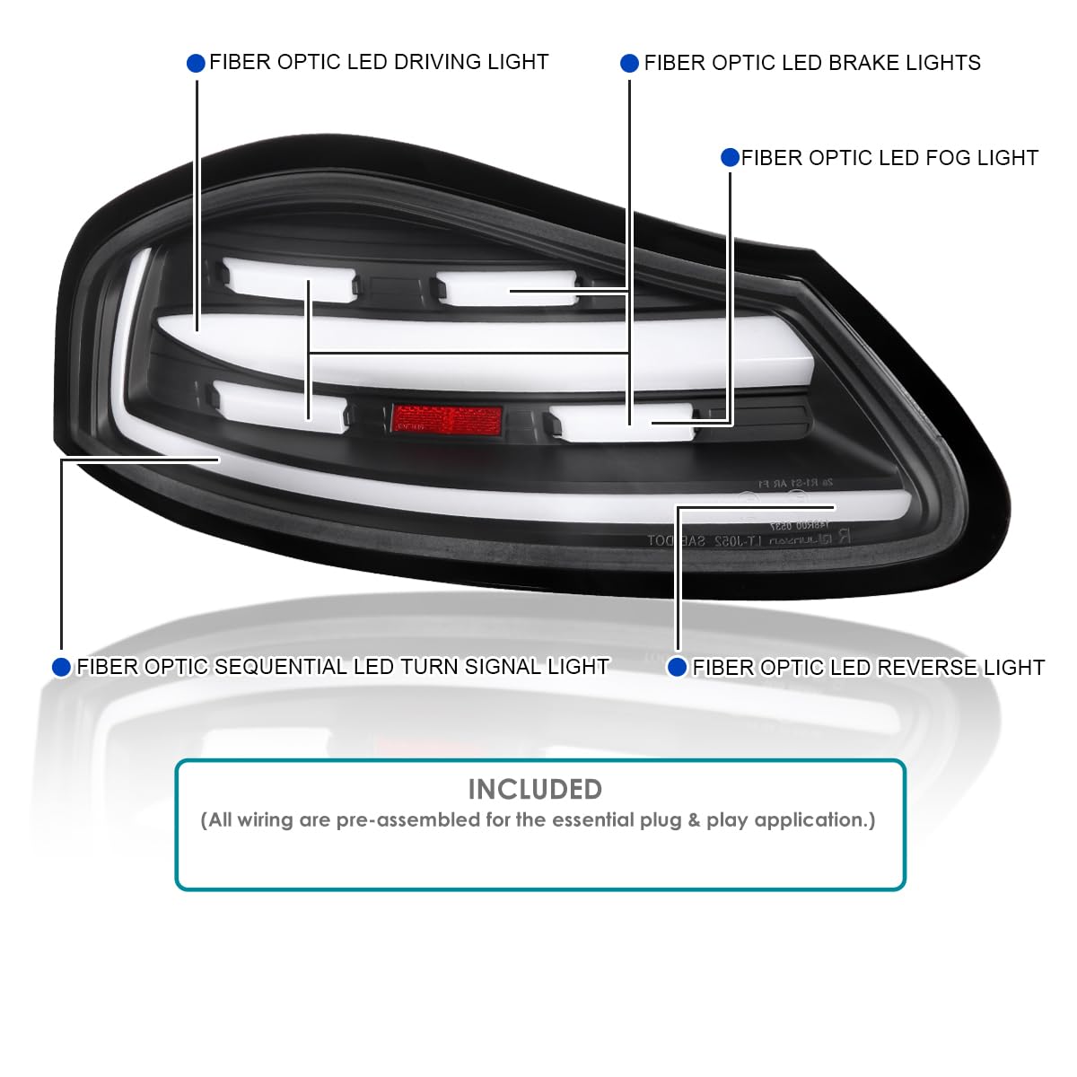 Full LED Black Sequential Tail Lights SPEC-D TUNING Compatible with 1997-2004 Porsche Boxster (986), Left + Right Pair Assembly