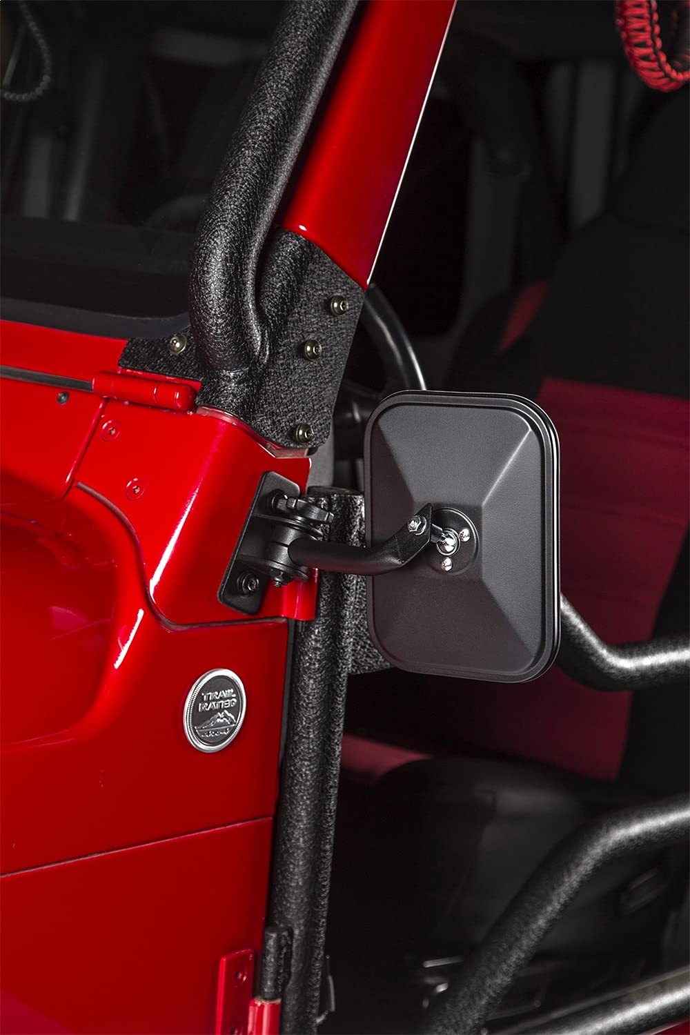 Stubby Trail Mirror | Rugged Ridge, Rectangular Pair, Textured Black | 11025.22 | Fits 1997-2018 Jeep Wrangler
