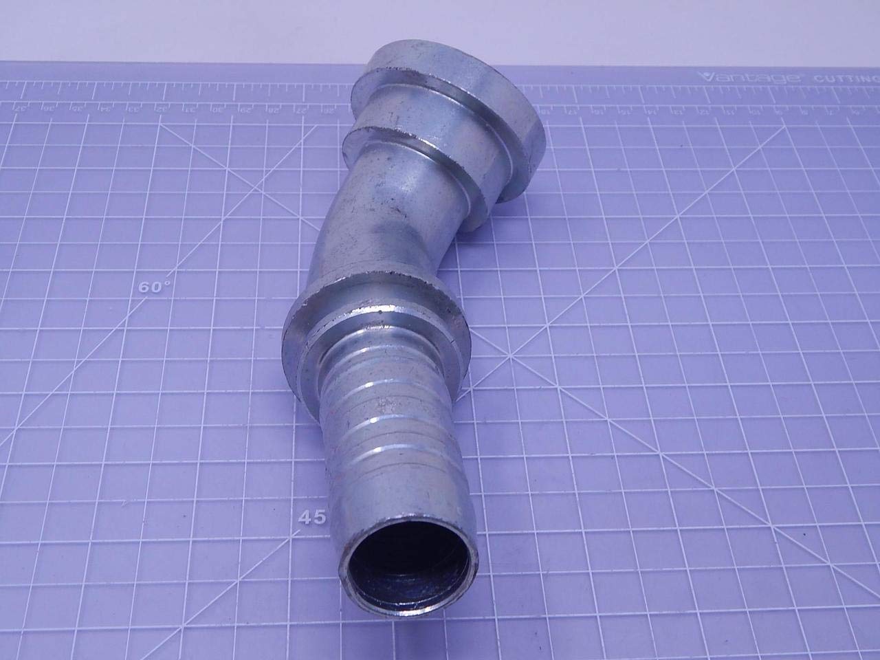 GlobalSpiral Couplings Gates 20GS-24FLH45M, Code 62 O-Ring Flange Heavy, Zinc Plated Carbon Steel, 6.93", 45° Bent Tube, 1 1/4" ID