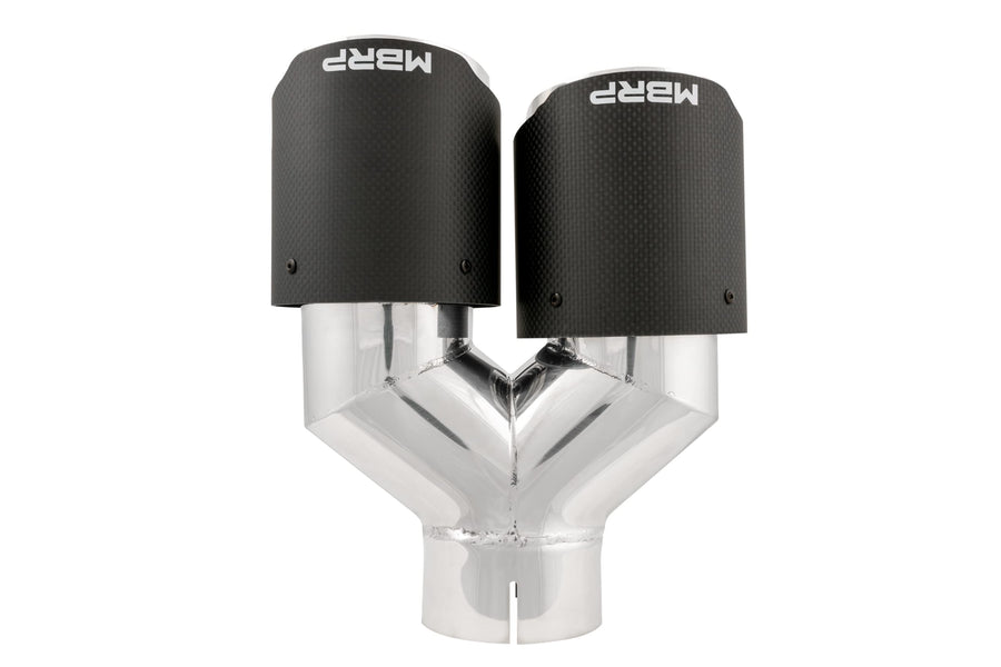 3in ID/Dual MBRP 4in OD Out Staggered L 9.37in / R 9.87in Dual Wall Carbon Fiber Univ Exhaust Tip