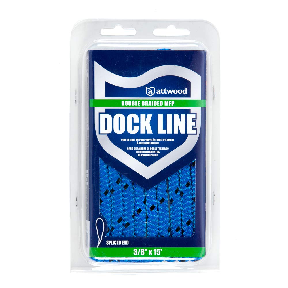 Attwood Solid Braided Multifilament Polypropylene (MFP) Dock Line, 3/8-Inch, 15 Feet Long, Bare Ends, Red 11749-7