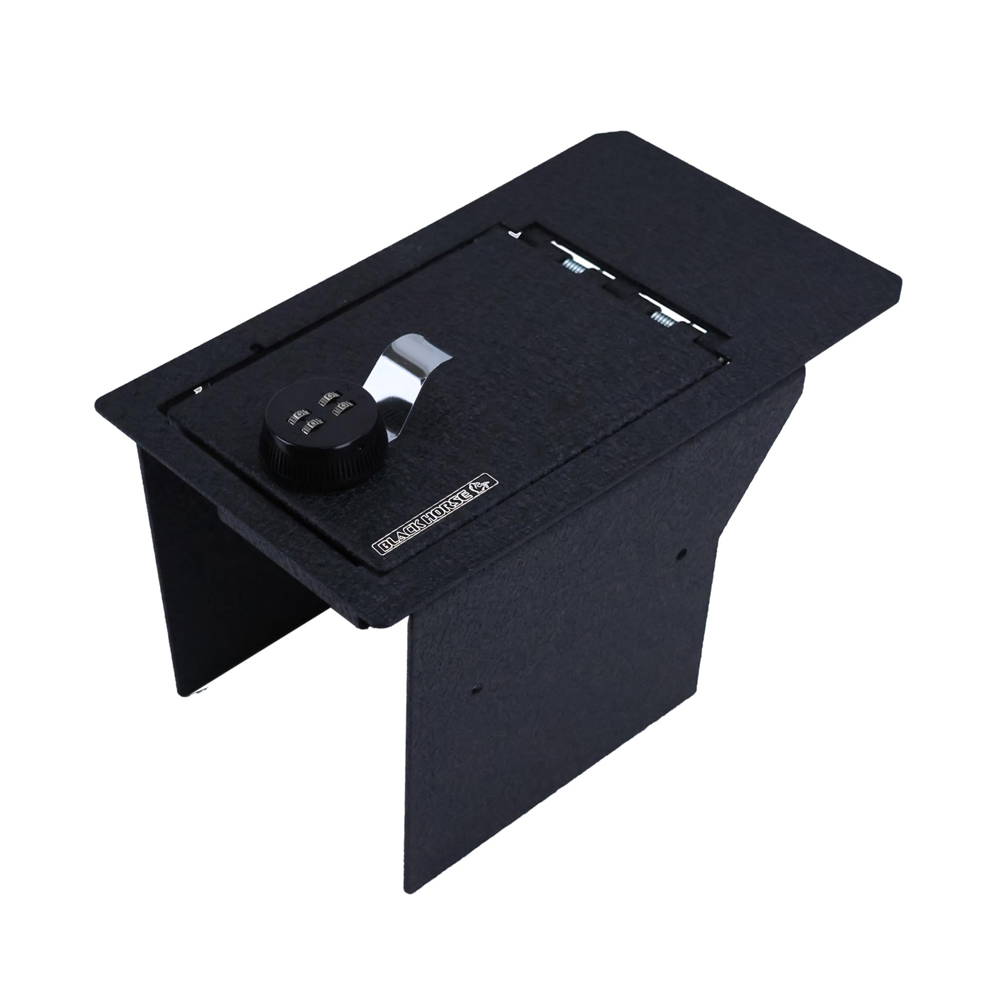 Center Console Safe Black Horse Security Lock Box, Black Gun Box Organizer, with 4 Digit Combination Resettable Lock Compatible with 2023-2024 Ford F-250 Super Duty-ASFS23