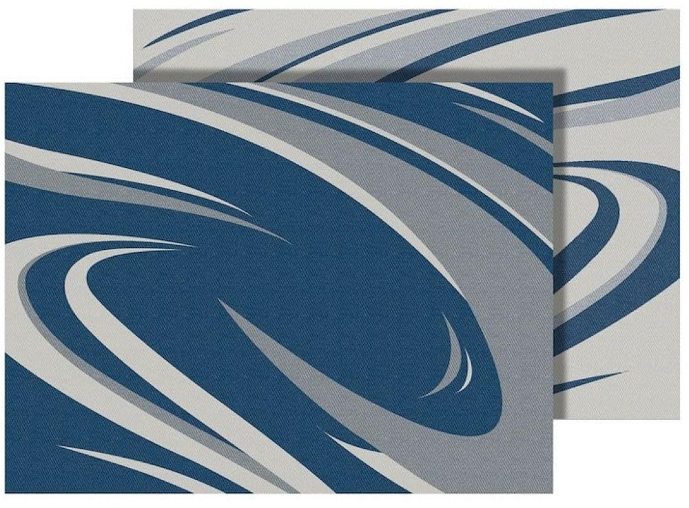 Modern Faulkner Swish Patio Mat 18 Foot x 9 Foot, Blue Gray Reversible Polypropylene Outdoor Mat with Built-in Corner Tie-Downs and Carry Bag Mold and Mildew Resistant
