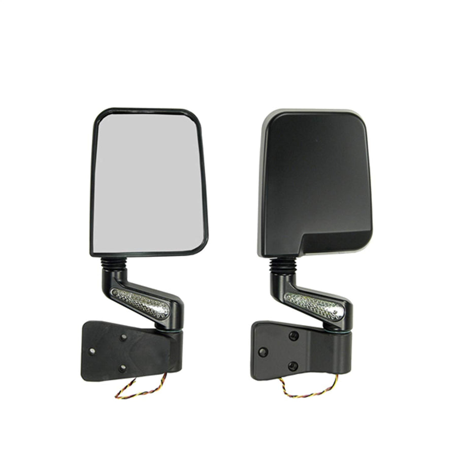 Door Mirror Kit, Rugged Ridge | LED Turn Signals, Black | 11015.01 | Fits 1987-2002 Jeep Wrangler YJ/TJ