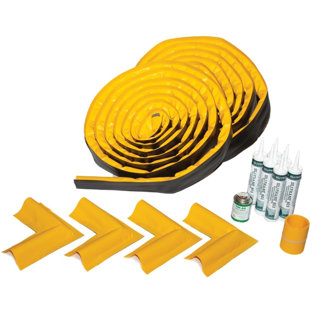 Justrite Fuel Spill Containment Curbs Make-A-Berm™ Complete Kit 50' Long x 1.5" High, Custom Chemical Spill Containment Berm System, Yellow PVC Coated Fabric, Made in The USA, 28464