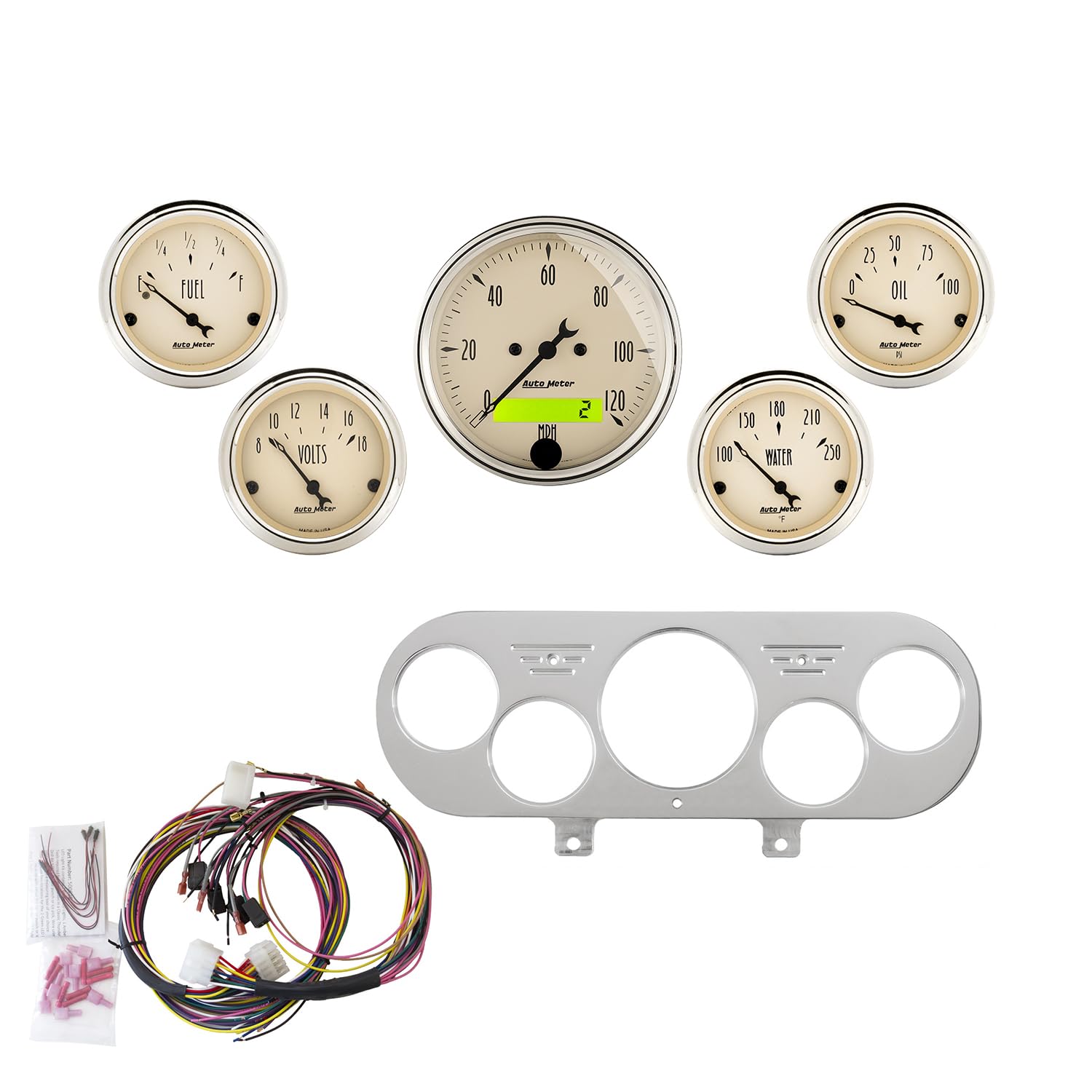 Auto Meter Gauge Kit 7044-AB, 5 Pc, Nova 62-65, Mph/Fuel/Oilp/Wtmp/Bat, Ab