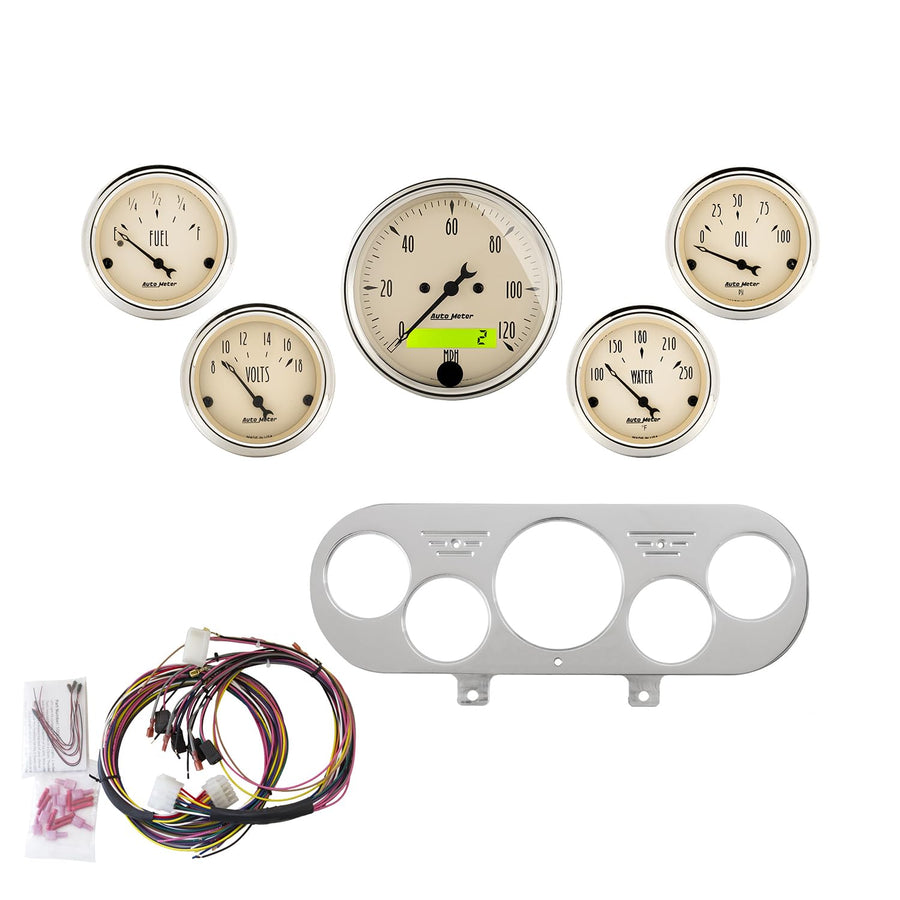 Auto Meter Gauge Kit 7044-AB, 5 Pc, Nova 62-65, Mph/Fuel/Oilp/Wtmp/Bat, Ab