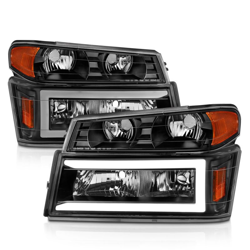 04-12 GM Colorado/Canyon/I-Series Anzo USA - Crystal Headlights - w/Light Bar Black Housing 4pcs (111558)