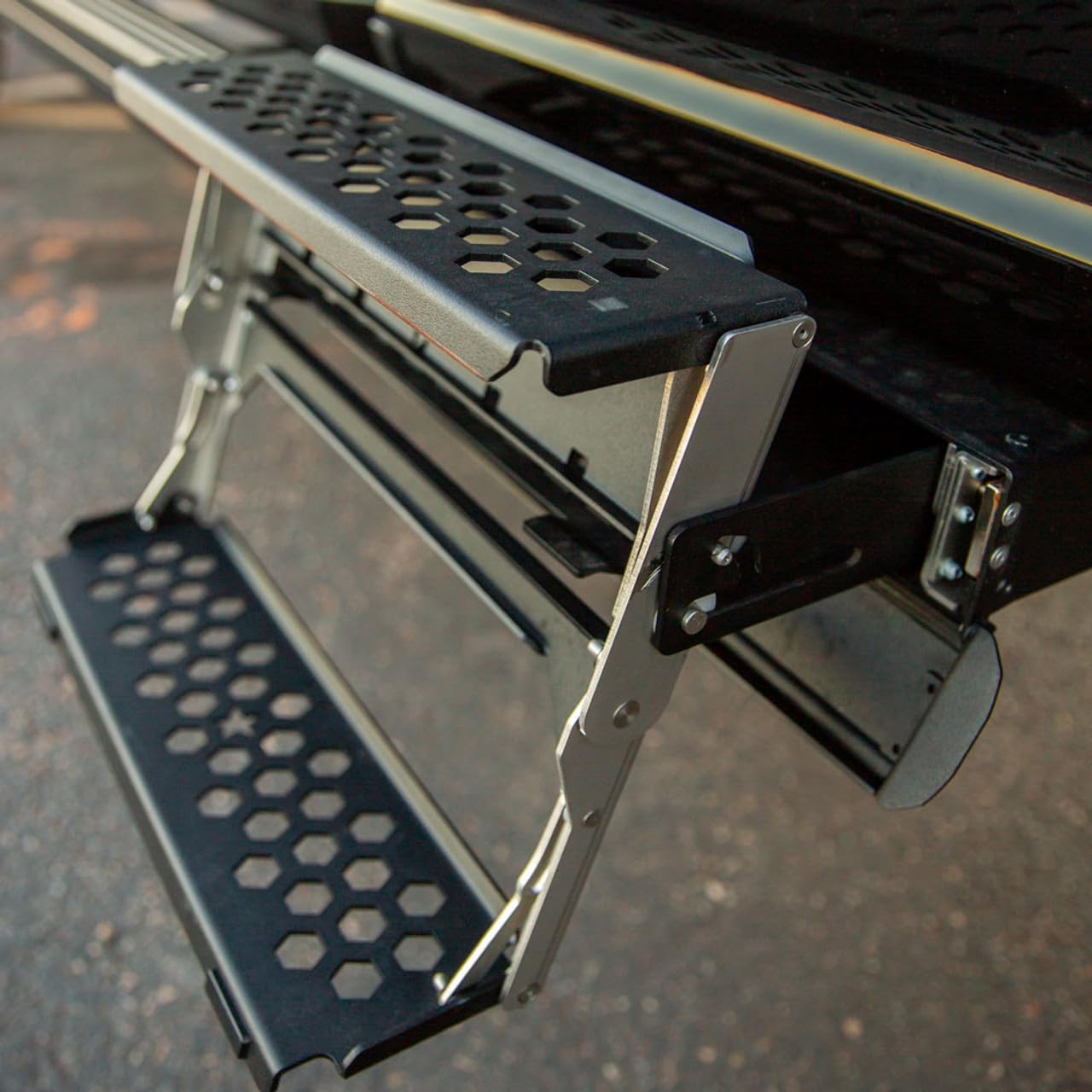 R-Step 16 Inch Wide Step for Ford Super Duty 2017-2022 Bed Step Attachment Brackets Passenger Side Front of Rear Tire Rock Slide Engineering